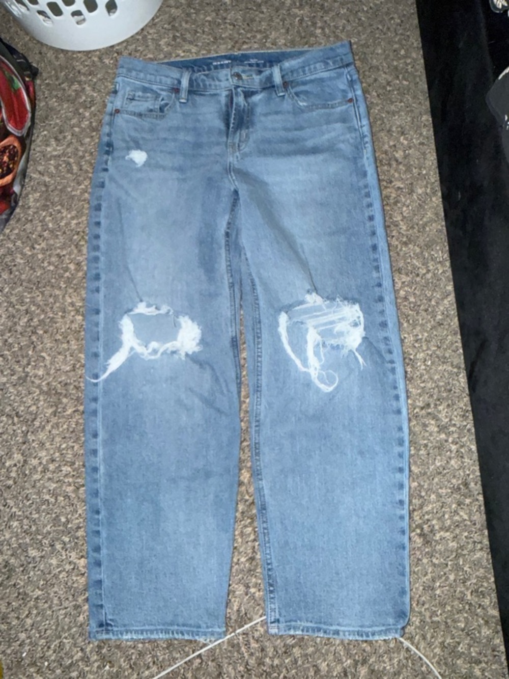 Old Navy Light Blue Distressed Straight-Leg Jeans